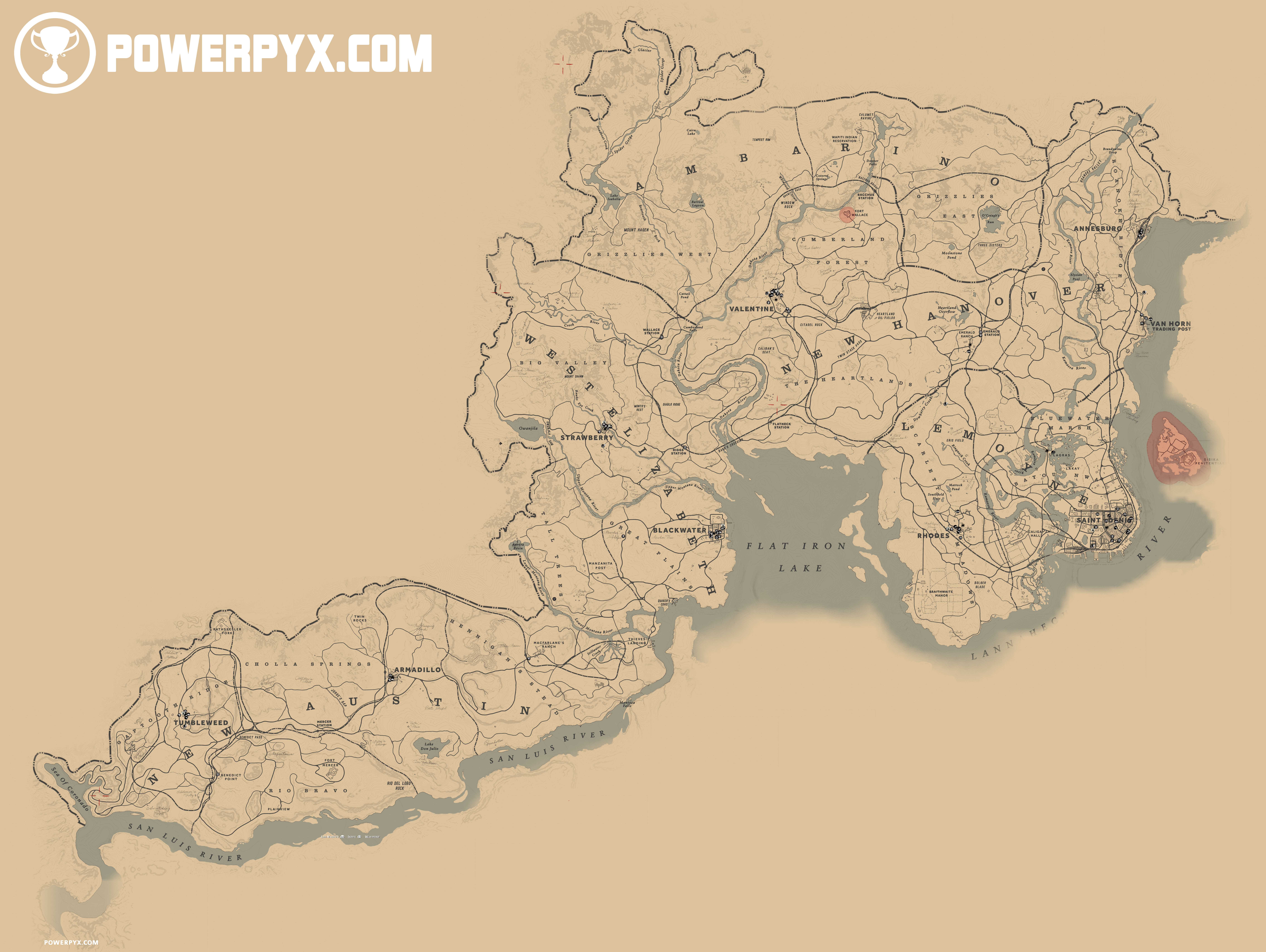 Rdr2 Red Dead Redemption 2 Carte Map Full Complete 